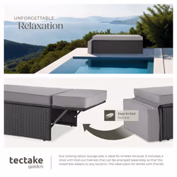 Sofa Corner Garden Furniture Rattan Set Outdoor Patio Sun Lounger Chairs - black/grey - Additional view 4