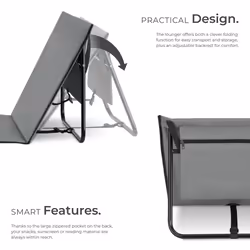 Sun Lounger Mina - set of 2 - padded backrest, foldable, with shoulder strap & storage bag - Additional view 2