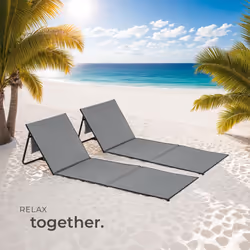 Sun Lounger Mina - set of 2 - padded backrest, foldable, with shoulder strap & storage bag - Additional view 7