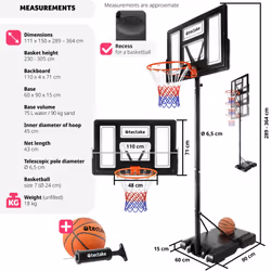 Basketball Hoop Basket Ball Nets Backboard Pump Free Standing Portable Frame - Additional view 6