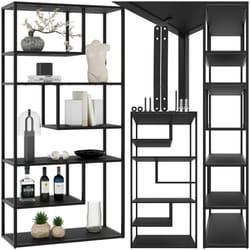 Shelving Unit Bookshelf 6 Compartments Standing Wall Shelf Industrial Shelves