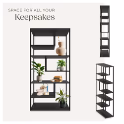 Shelving Unit Bookshelf 6 Compartments Standing Wall Shelf Industrial Shelves