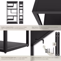 Shelving Unit Bookshelf 6 Compartments Standing Wall Shelf Industrial Shelves - Additional view 4