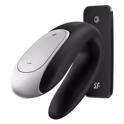 Satisfyer Double Fun, Couple vibrator, Clitoral stimulation, Vaginal stimulation, Black, Acrylonitrile butadiene styrene (ABS ...