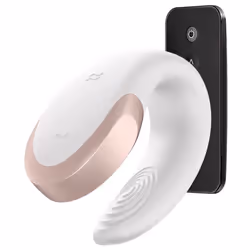 Satisfyer Double Love, Couple vibrator, Clitoral stimulation, Vaginal stimulation, Rose gold, White, Acrylonitrile butadiene ...