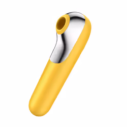 Satisfyer Dual Love, Sucker vibrator, Clitoral stimulation, Yellow, Acrylonitrile butadiene styrene (ABS), Silicone, Ambidext ...