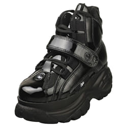 Buffalo Calf Leather Patent Womens Platform Boots in Black - 6.5