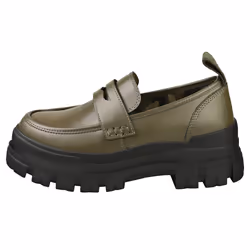 Buffalo Aspha Loafer Vegan Womens Loafer Shoes in Khaki Black - Size 6.5 UK