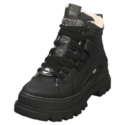 Buffalo Aspha Nc Mid Warm Vegan Womens Ankle Boots in Black - 6.5