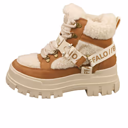 Buffalo Aspha Com Mid Warm Vegan Womens Fashion Boots in Beige Brown - 6.5
