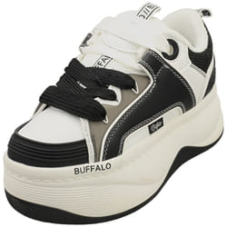 Buffalo Orcus Vegan Womens Platform Boots in Black White - 5
