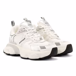 ) Buffalo Truck Women's White/Silver Trainers - White, 4 (Adults'
