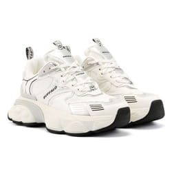 ) Buffalo Truck Women's White/Silver Trainers - White, 4 (Adults'