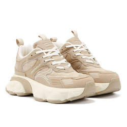 ) Buffalo Truck Women's Cream/Beige Trainers - Brown, 6 (Adults'