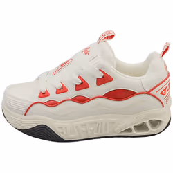 Buffalo Hero Skate Vegan Womens Platform Trainers in White Red - 4