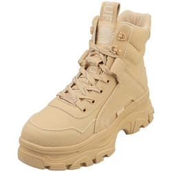 Buffalo Venom Mid Vegan Womens Ankle Boots in Cream - 5