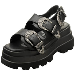 Buffalo Jupiter Ari West Vegan Womens Platform Sandals in Black - 6