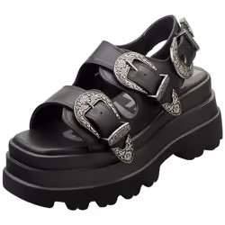 Buffalo Jupiter Ari West Vegan Womens Platform Sandals in Black - 6.5
