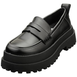 Buffalo Pluto Vegan Womens Loafer Shoes in Black - 6.5