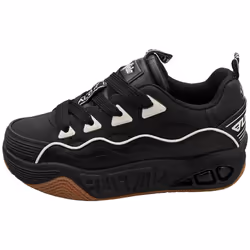 Buffalo Hero Skate Vegan Womens Platform Trainers in Black White - 6.5