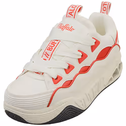 Buffalo Hero Skate Vegan Womens Platform Trainers in White Red - 6