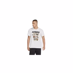 Mens adidas Doodle Photos T Shirt Tee White - S