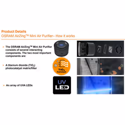 Osram AirZing Vehicle Mini Air Purifier Kills 99.9% Bacteria
