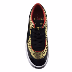 ) Puma x Deva Charlotte Black Leopard Leather Low Lace Up Womens Trainers 371409 01 - 3.5 (Adults'