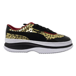 ) Puma x Deva Charlotte Black Leopard Leather Low Lace Up Womens Trainers 371409 01 - 4 (Adults'