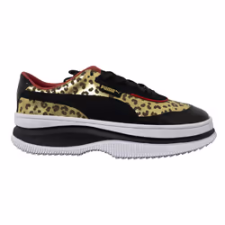 ) Puma x Deva Charlotte Black Leopard Leather Low Lace Up Womens Trainers 371409 01 - 4.5 (Adults'
