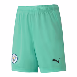 2020-2021 Man City Home Goalkeeper Shorts (Green) - Kids - XLB