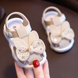 Girls Sandals Flowers Bow Knot Sweet Soft Children's Beach Shoes Kids Summer Bow Knot Sandals Princess Fashion Cute High Quality - pink, 17