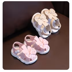 Girls Sandals Flowers Bow Knot Sweet Soft Children's Beach Shoes Kids Summer Bow Knot Sandals Princess Fashion Cute High Quality - pink, 17