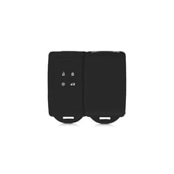 Car Key Cover Compatible with Renault 4 Button Car Key Smart Key (only Keyless Go) - Silicone Protective Key Fob Cover with Built-in Eyelet - Black
