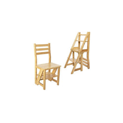 Navaris Folding Step Ladder Chair - Foldable Ladder Stool Shelf - Library Steps Bookshelf Plant Stand for Storage and Decoration - Bamboo