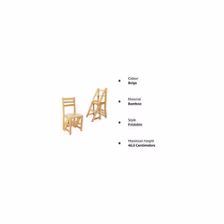 Navaris Folding Step Ladder Chair - Foldable Ladder Stool Shelf - Library Steps Bookshelf Plant Stand for Storage and Decoration - Bamboo