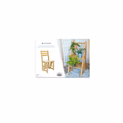 Navaris Folding Step Ladder Chair - Foldable Ladder Stool Shelf - Library Steps Bookshelf Plant Stand for Storage and Decoration - Bamboo