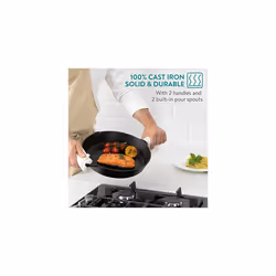 Navaris Cast Iron Skillet Pan - Oven Safe 2 Handle Frying Skillets - Pre Seasoned Pans for Stove or BBQ Cooking - 30 cm / 12 Inch