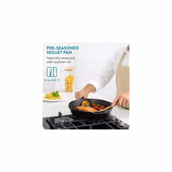 Navaris Cast Iron Skillet Pan - Oven Safe 2 Handle Frying Skillets - Pre Seasoned Pans for Stove or BBQ Cooking - 30 cm / 12 Inch