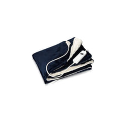 Navaris Electric Blanket - Double Size Heated Over Blanket with 3 Heat Settings and Auto Shut Off Timer - Plush Polyester Bed Throw (Blue/White D