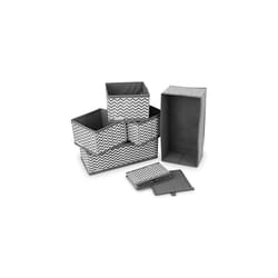 6 Pcs Fabric Drawer Organisers - Set of 6 Wardrobe Organiser Storage Boxes Foldable Storage Cubes for Clothes, Socks, Underwear - Zigzag