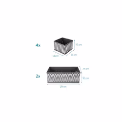 6 Pcs Fabric Drawer Organisers - Set of 6 Wardrobe Organiser Storage Boxes Foldable Storage Cubes for Clothes, Socks, Underwear - Zigzag