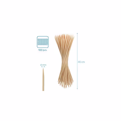 100x Bamboo Skewer Sticks - Long Wooden Bamboo Skewers for Kebab, Grill, BBQ, Fruit, Chocolate Fountain, Toasting Marshmallows - 40 cm