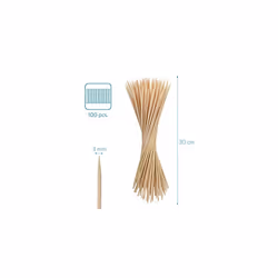 100x Bamboo Skewer Sticks Long Wooden Bamboo Skewers for Kebab Grill BBQ Fruit Chocolate Fountain Toasting Marshmallows 30 cm