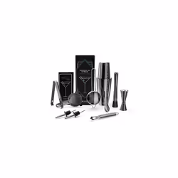 Navaris Cocktail Mixing Set (11 Pieces) - Stainless Steel Cocktail Shaker Set w/Boston Shaker, Strainers, Muddler, Home Bar A ...