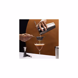 Navaris Cocktail Mixing Set (11 Pieces) - Stainless Steel Cocktail Shaker Set w/Boston Shaker, Strainers, Muddler, Home Bar Accessories - Dark Grey