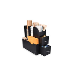 Navaris Coffee Condiment and Accessory Caddy - Coffee and Tea Organiser Station Cup Storage Holder Box Stand with Compartments and 2 Drawers - Bl
