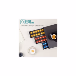 Coffee Pod Holder Modern Capsule Pod Tray with 3 Drawers Holders for 48 Capsules Compatible with Most Standard Sizes of Pods Black