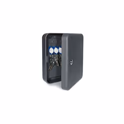 Navaris Key Cabinet for 48 Keys - Wall Mounted Key Box with Hooks to Hang Fobs, Rings, Tags - Locking Metal Safe with Space f ...
