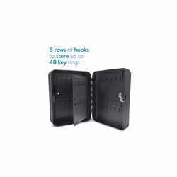 Navaris Key Cabinet for 48 Keys - Wall Mounted Key Box with Hooks to Hang Fobs, Rings, Tags - Locking Metal Safe with Space for Labels - Anthracite